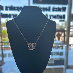 Silver Butterfly Pendant Necklace with Dainty Chain